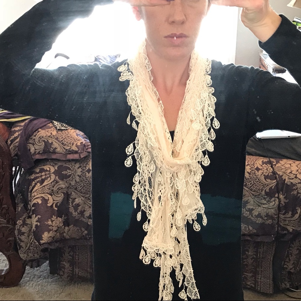 Blush lace and chiffon scarf
